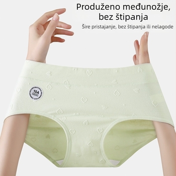 Antibakterijske gaćice od pamuka s jacquard uzorkom, produžena zona između nogu, visok struk, prilagodljiv kroj, jednobojne, plus veličina.
