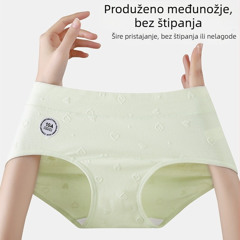 Antibakterijske gaćice od pamuka s jacquard uzorkom, produžena zona između nogu, visok struk, prilagodljiv kroj, jednobojne, plus veličina.