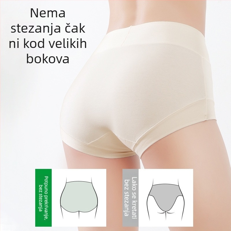 Ženske pamučne gaćice visokog struka, prozračne, antibakterijske, podizanje stražnjice, oblikovanje trbuha, u većim veličinama