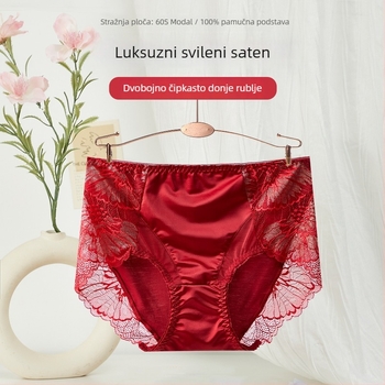 Ljetne ženske gaćice od modal materijala, podizanje stražnjice, seksi čipka, bezšivne, pamukova podstava u preponama, srednji pojas, trokutasti kroj, velika veličina