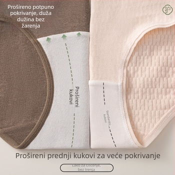 Ženske pamučne gaćice visoke talije za kontrolu trbuha, prozračne, antibakterijske, pletene, 95–100% pamuk