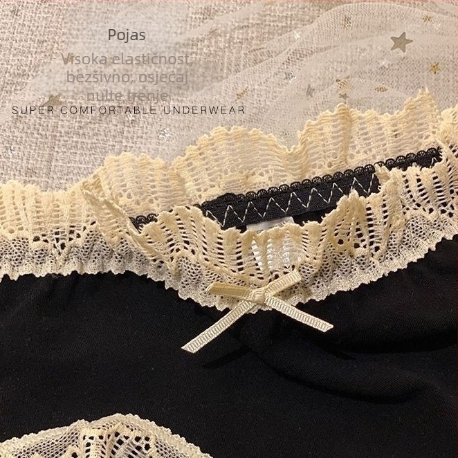 Čipkaste bezšivne gaćice s pamukom na preponi, srednji pojas, velika veličina, japanski stil palače cvjetni uzorak – donje rublje