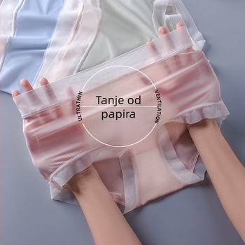 Ženske gaćice s visokim strukom, ultra tanke, Ice Silk, antibakterijske, prozračne, plus veličina