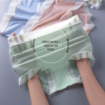 Ženske gaćice s visokim strukom, ultra tanke, Ice Silk, antibakterijske, prozračne, plus veličina