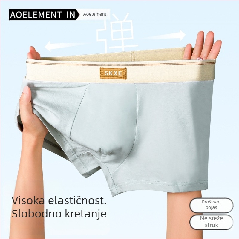 Muške antibakterijske pamuk bokserice, srednje visine struka, 95–100% pamuk, podstava prepona od viskoze, pleteni materijal