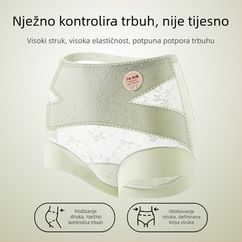 Ženske gaćice visokog struka od čipke, pamuk u preponama, antibakterijske, plus veličina