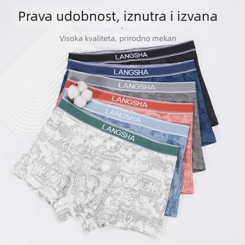 Muške prozračne pamučne bokserice s viskoznim panelom u preponama, srednji porast