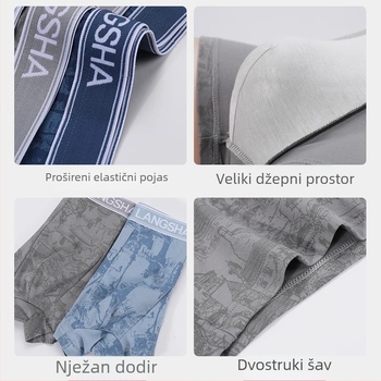 Muške prozračne pamučne bokserice s viskoznim panelom u preponama, srednji porast