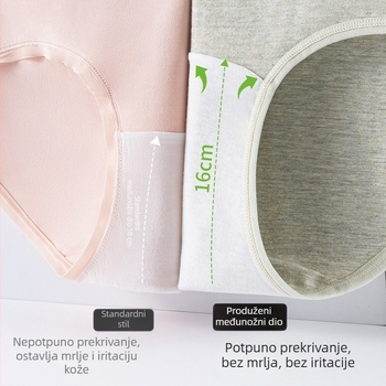 Žensko donje rublje medicinskog razreda 7A, antibakterijsko, 100% pamuk, visoka talija, produženi kroj, plus veličina