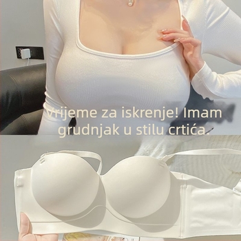 Sutien bez naramenica, protivklizni, Push-Up, bandeau, male grudi izgledaju veće, bezšavni, bez žice, protiv opuštanja, s ulošcima za dojke