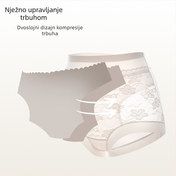 Ženske gaćice visokog struka s čipkom, oblikovanje trbuha, materijal ice silk, podizanje stražnjice, plus veličina do 100 kg