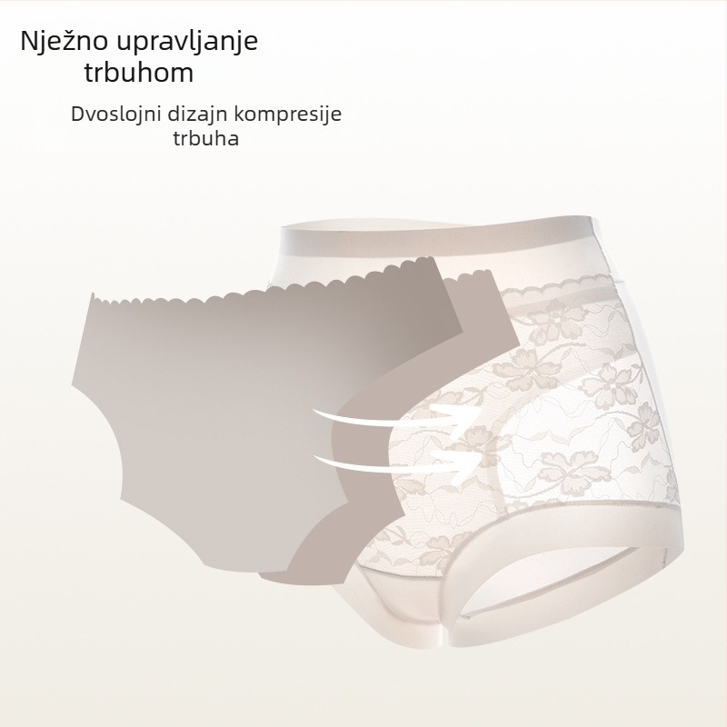 Ženske gaćice visokog struka s čipkom, oblikovanje trbuha, materijal ice silk, podizanje stražnjice, plus veličina do 100 kg