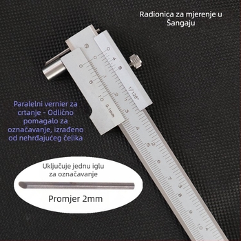 Vernier kaliper s karbidnom iglom za graviranje i wolfram glavom; paralelni vodič za graviranje
