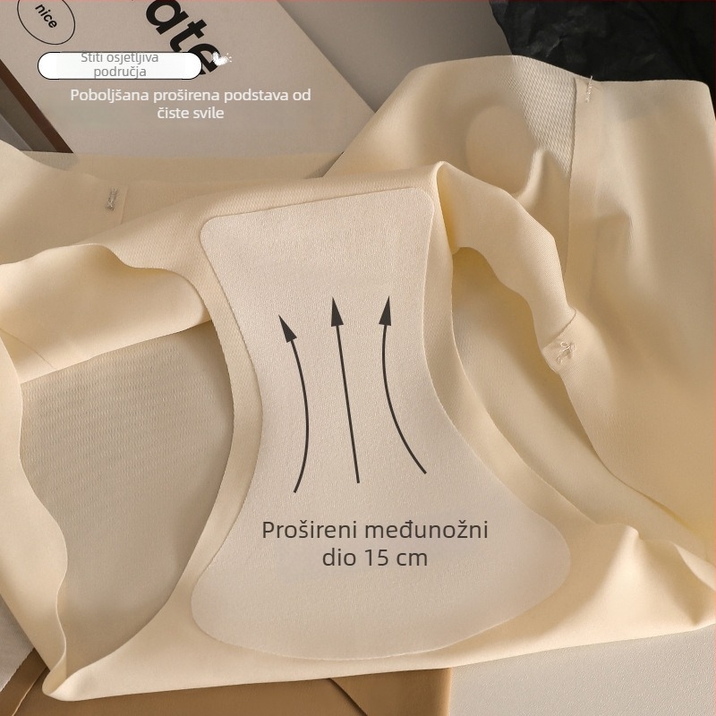 Ženske bešivne gaćice od Ice Silk, antibakterijske, s proteinom od morušine svile i produljenim preponama, veličina Plus