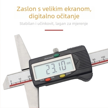Digitalni mjerni alat za dubinu s zaslonom, nehrđajući čelik, raspon 0-150 mm, jedan i dvostruki kuka, visoka preciznost