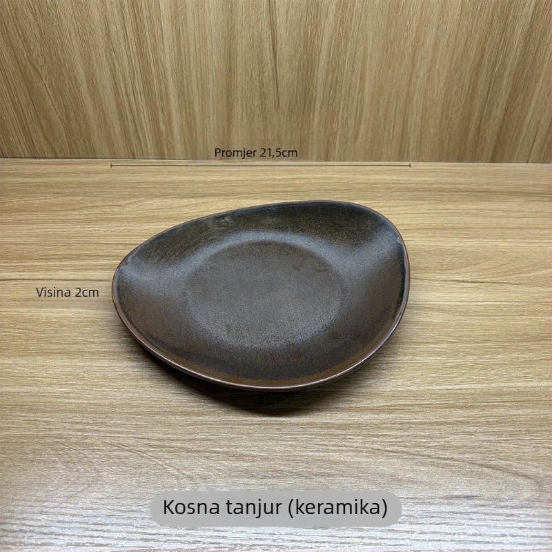 Keramički set od četiri dijela: pločica od kostiju, čaša za vodu, žlica i zdjela – Novi kineski stil, planinski divlji motiv; Materijal: keramika; Uzorak: jednofarban; Oblik: nepravilni