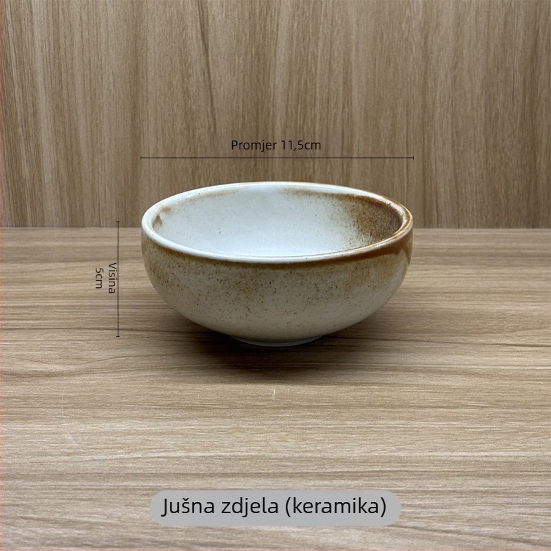 Keramički set od četiri dijela: pločica od kostiju, čaša za vodu, žlica i zdjela – Novi kineski stil, planinski divlji motiv; Materijal: keramika; Uzorak: jednofarban; Oblik: nepravilni