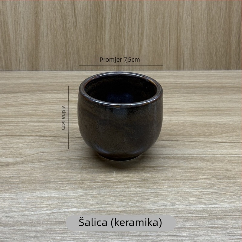 Keramički set od četiri dijela: pločica od kostiju, čaša za vodu, žlica i zdjela – Novi kineski stil, planinski divlji motiv; Materijal: keramika; Uzorak: jednofarban; Oblik: nepravilni