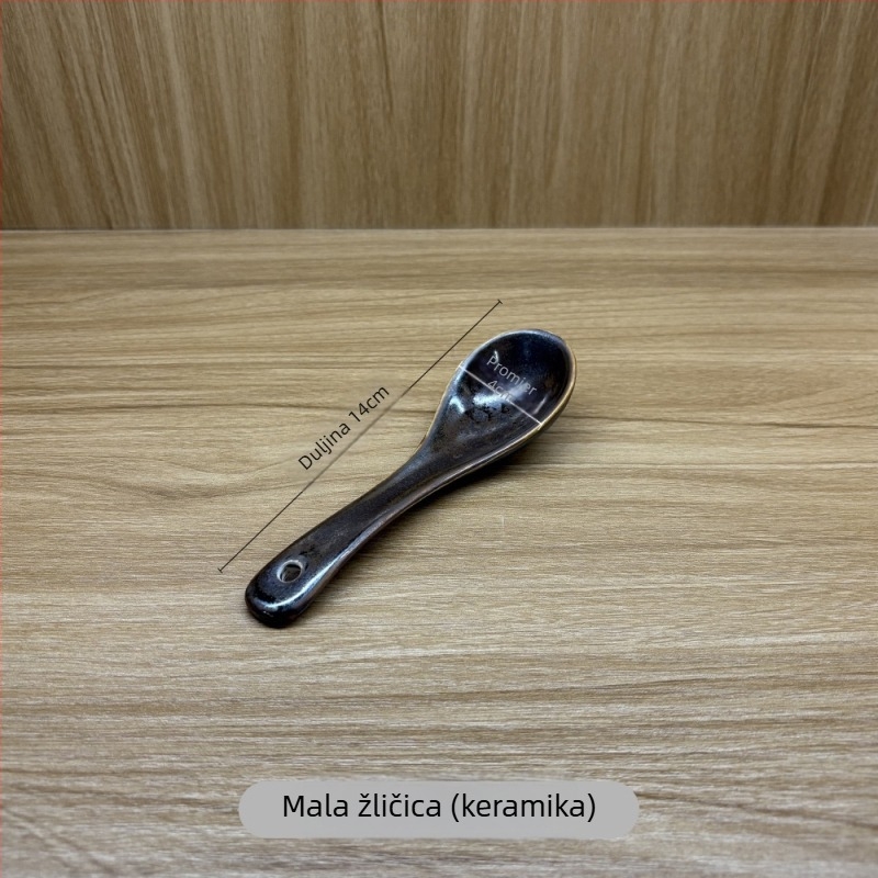 Keramički set od četiri dijela: pločica od kostiju, čaša za vodu, žlica i zdjela – Novi kineski stil, planinski divlji motiv; Materijal: keramika; Uzorak: jednofarban; Oblik: nepravilni