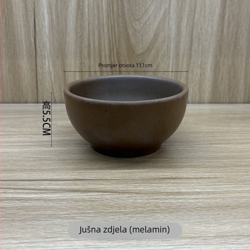 Keramički set od četiri dijela: pločica od kostiju, čaša za vodu, žlica i zdjela – Novi kineski stil, planinski divlji motiv; Materijal: keramika; Uzorak: jednofarban; Oblik: nepravilni