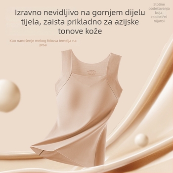 Ženska najlonska termalna baza vest, podstavljena, dvostruki sloj, četvrtasti izrez