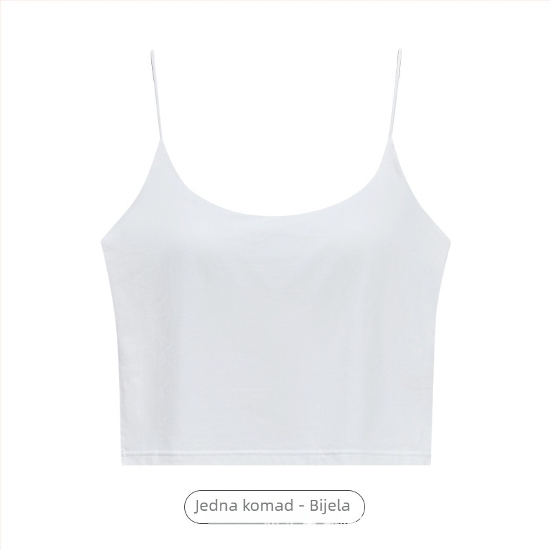 Pamukasti top s ugrađenim grudnjakom i jastučićem za dojke, sling stil, kratka duljina, naramenice nisu uklonjive