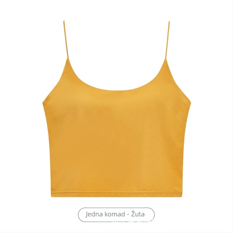 Pamukasti top s ugrađenim grudnjakom i jastučićem za dojke, sling stil, kratka duljina, naramenice nisu uklonjive