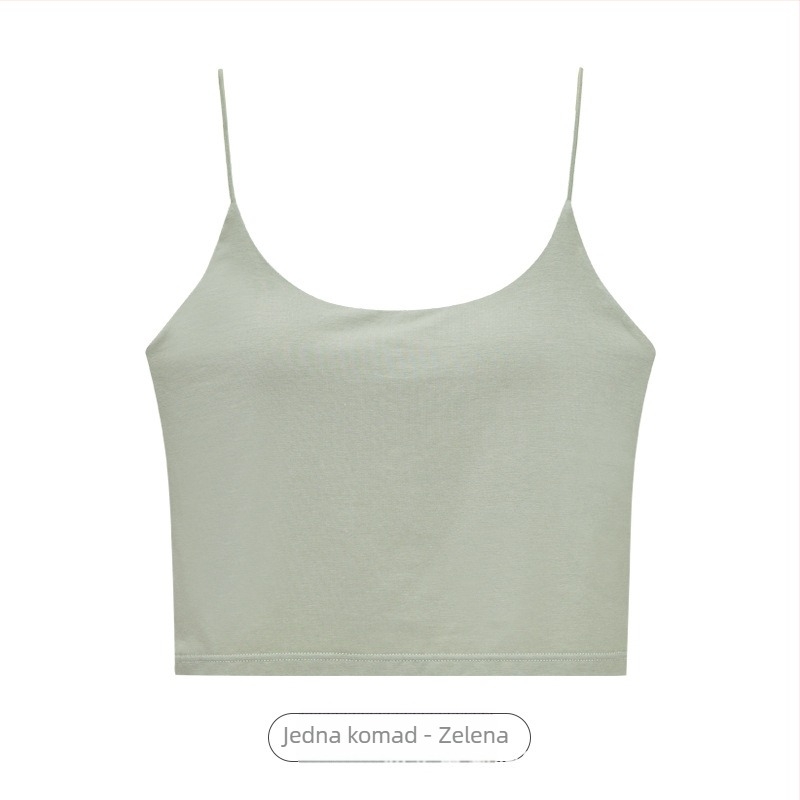 Pamukasti top s ugrađenim grudnjakom i jastučićem za dojke, sling stil, kratka duljina, naramenice nisu uklonjive