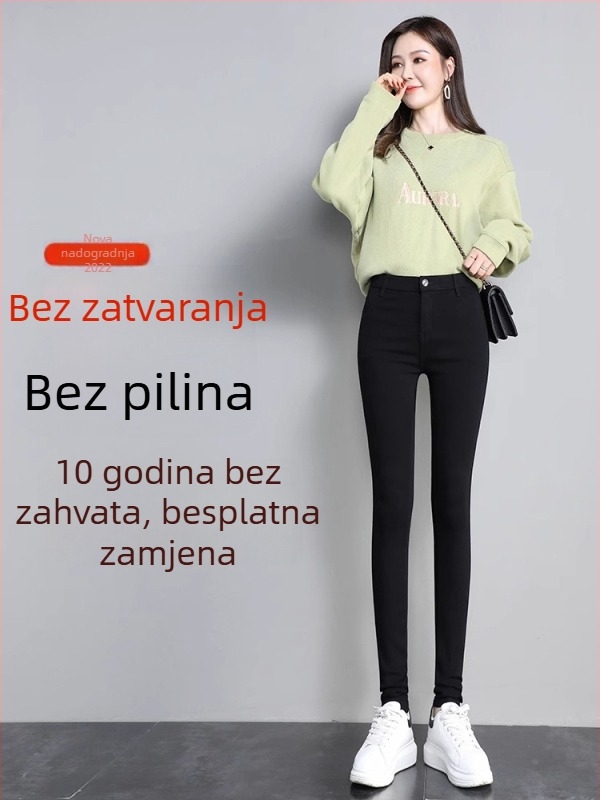 Ženske legice za proljeće-jesen, 2026 novi stil, crne elastične uske hlače u stilu olovke