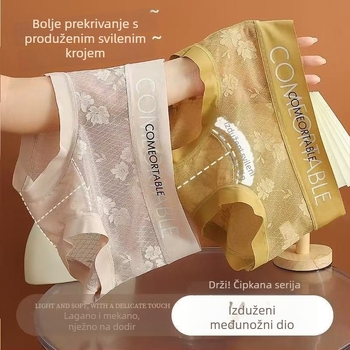 Bešavne ženske gaćice od čipkane mreže, podizanje stražnjice, srednji pojas, plus veličina