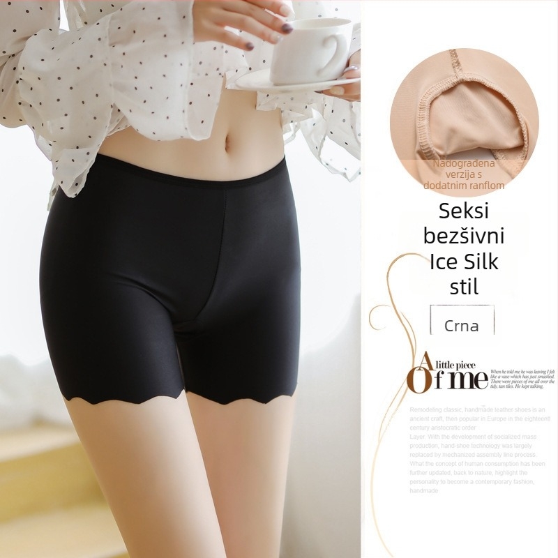 Ženske sigurnosne šortse od 95% poliestera, srednji pojas, jednobojni uzorak, podstava prepona Ice Silk