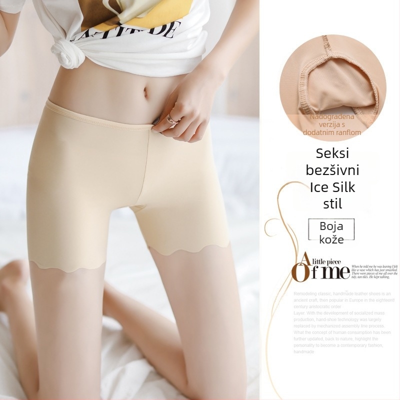 Ženske sigurnosne šortse od 95% poliestera, srednji pojas, jednobojni uzorak, podstava prepona Ice Silk