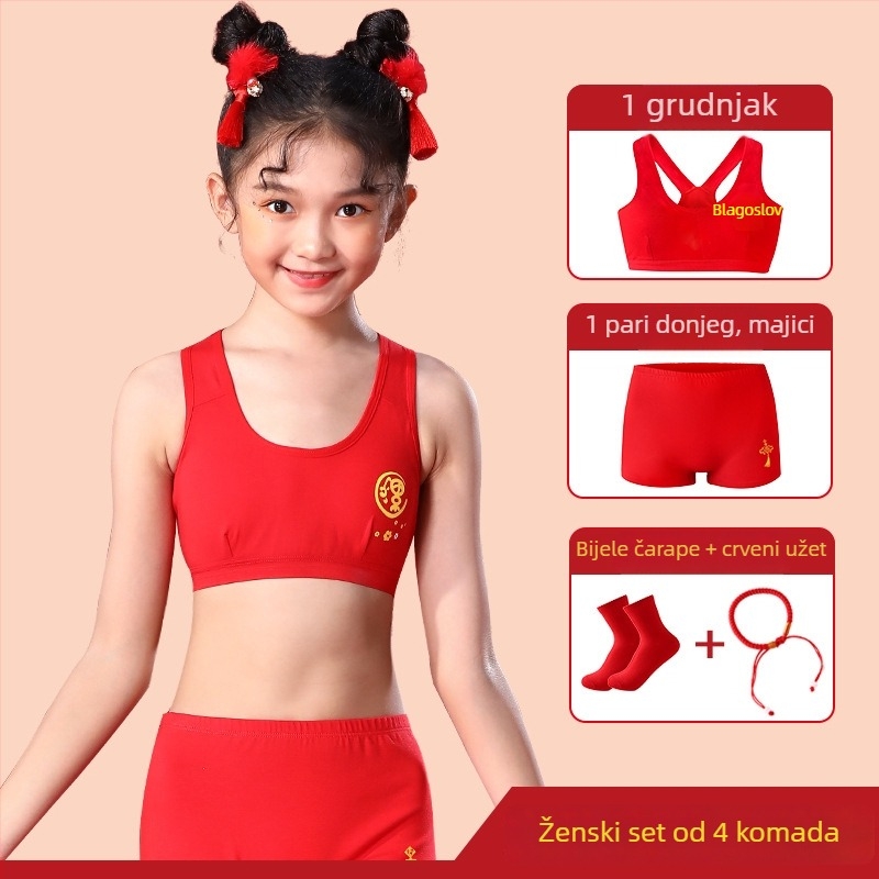 Set grudnjaka za djevojčice od pamuka, karikatura stil, uzrast 7–12 godina, 90–95% pamuk, Y-trake, bez punjenja