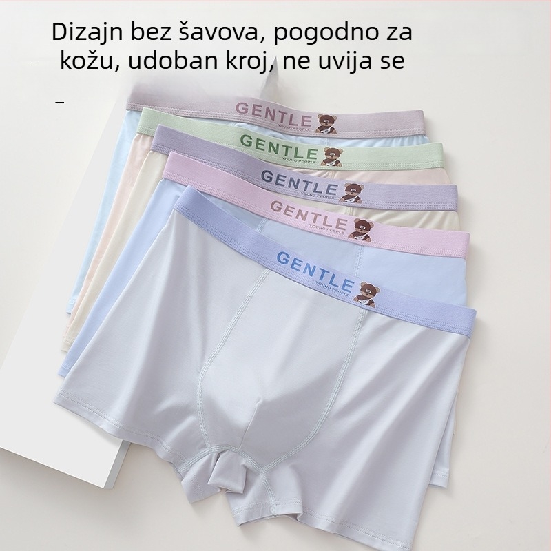 Tinejdžerske muške bokserice od 100% pamuka, prozračne i antibakterijske, srednji pojas, velika veličina