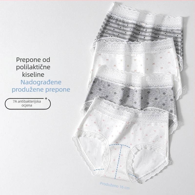 7A antibakterijske gaćice od polilaktične kiseline, visoki pojas, prozračne i udobne za mlade žene