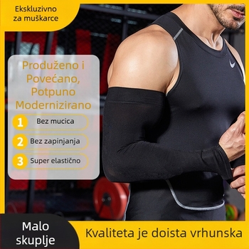 Muški rukavi od Ice Silk za zaštitu od sunca, jednobojni, sportski stil, UV zaštita, velika veličina, opuštena linija, produžena duljina