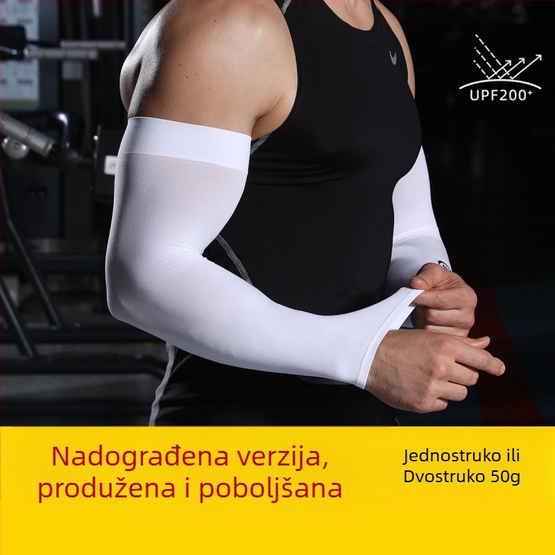 Muški rukavi od Ice Silk za zaštitu od sunca, jednobojni, sportski stil, UV zaštita, velika veličina, opuštena linija, produžena duljina
