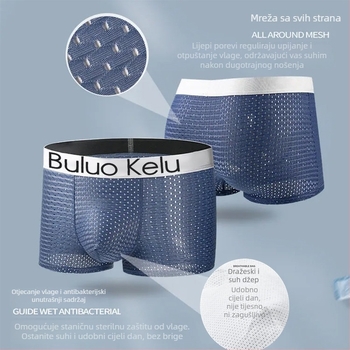 Ice Silk muške bokserice, srednji pojas, prozračne, brzo sušeće, pamuk u preponama, najlonsko platno, jednobojne, veličina Large