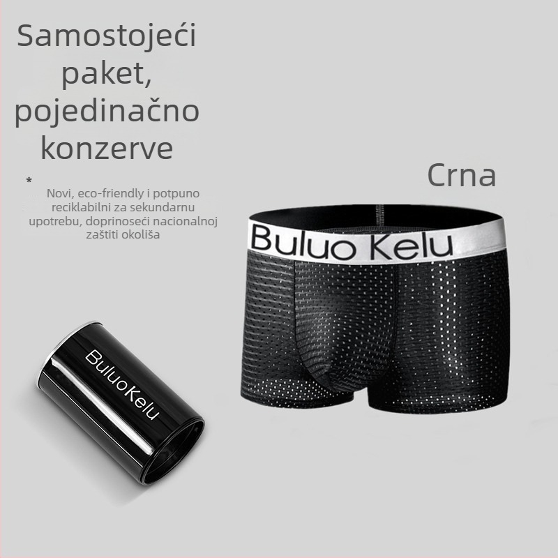Ice Silk muške bokserice, srednji pojas, prozračne, brzo sušeće, pamuk u preponama, najlonsko platno, jednobojne, veličina Large