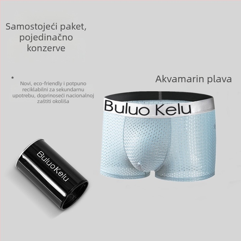 Ice Silk muške bokserice, srednji pojas, prozračne, brzo sušeće, pamuk u preponama, najlonsko platno, jednobojne, veličina Large