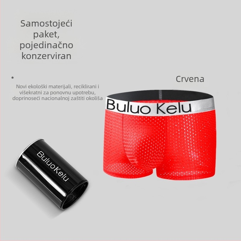 Ice Silk muške bokserice, srednji pojas, prozračne, brzo sušeće, pamuk u preponama, najlonsko platno, jednobojne, veličina Large