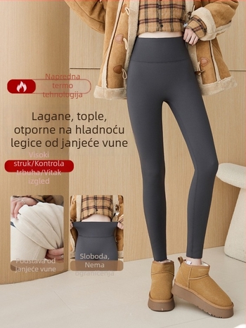 Zoan Yi 89015 Ženske zimske hlače visokoga struka, obložene flisom, debele i elastične, duljina 9/10