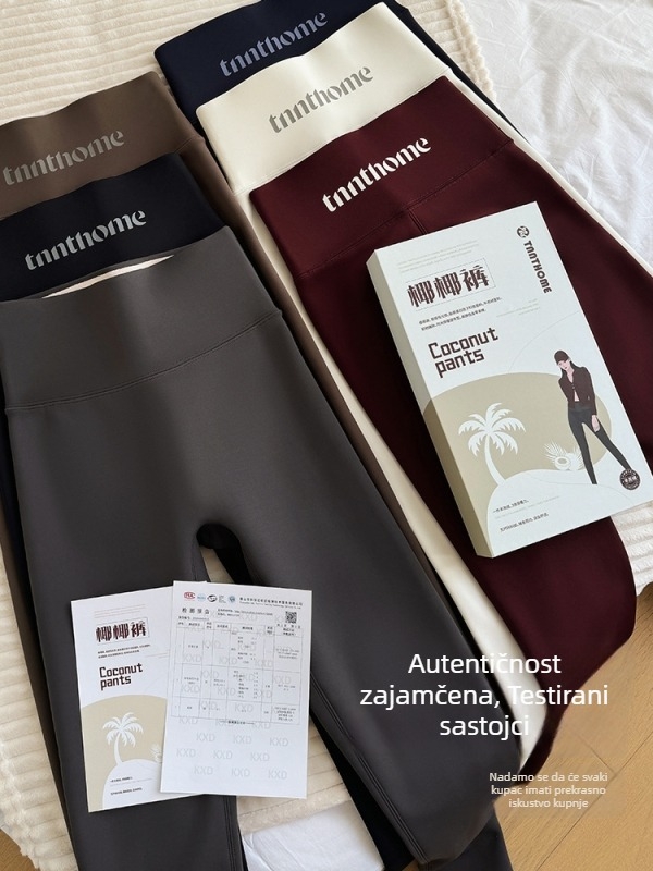 Zoan Yi 89015 Ženske zimske hlače visokoga struka, obložene flisom, debele i elastične, duljina 9/10