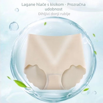 Ice Silk bešavne ženske gaćice s visokim pojasom za oblikovanje tijela i podizanje stražnjice, s antibakterijskom grafen unutarnjom podstavom, veličina plus