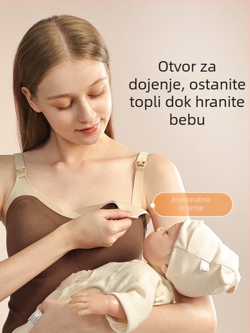 Camisola za dojenje s trakama, okrugli izrez, bez rukava, srednja duljina