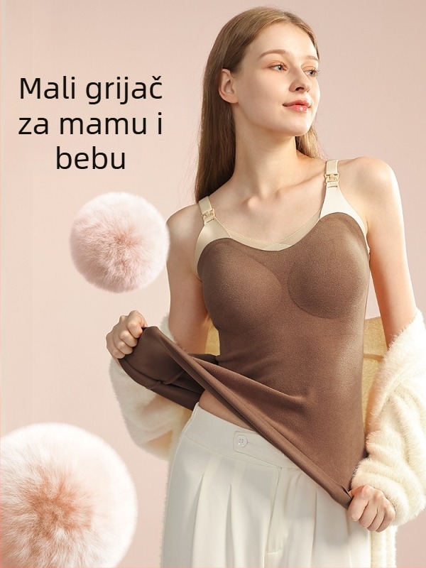 Camisola za dojenje s trakama, okrugli izrez, bez rukava, srednja duljina