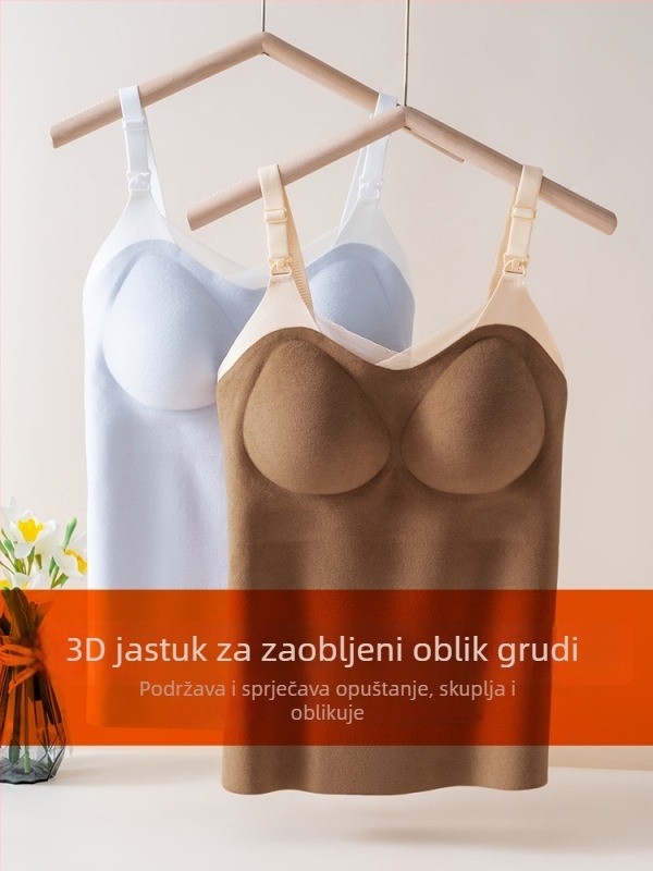 Camisola za dojenje s trakama, okrugli izrez, bez rukava, srednja duljina