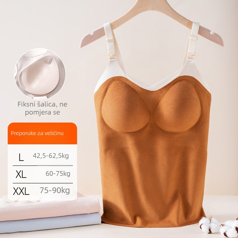 Camisola za dojenje s trakama, okrugli izrez, bez rukava, srednja duljina