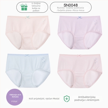 Ženske pamučne gaćice, prozračne, antibakterijske, s podizanjem stražnjice, 100% pamuk, srednji struk