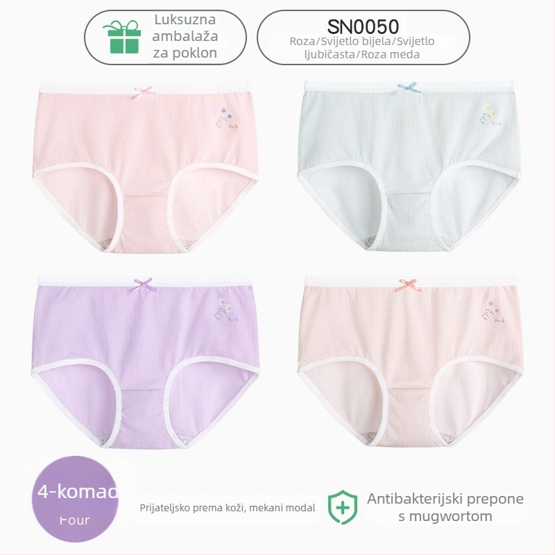 Ženske pamučne gaćice, prozračne, antibakterijske, s podizanjem stražnjice, 100% pamuk, srednji struk
